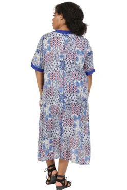La Cera™ Vestido De Manga Corta De Talla Grande Con Patchwork De La Cera