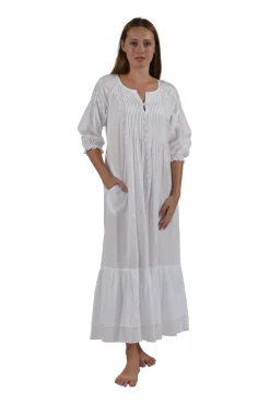 La Cera™ Vestido De Manga Larga Bordado 100% Algodon