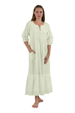 La Cera™ Vestido De Manga Larga Bordado 100% Algodon