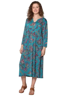 La Cera™ Vestido De Manga Larga Con Estampado Paisley De La Cera