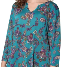 La Cera™ Vestido De Manga Larga Con Estampado Paisley De La Cera