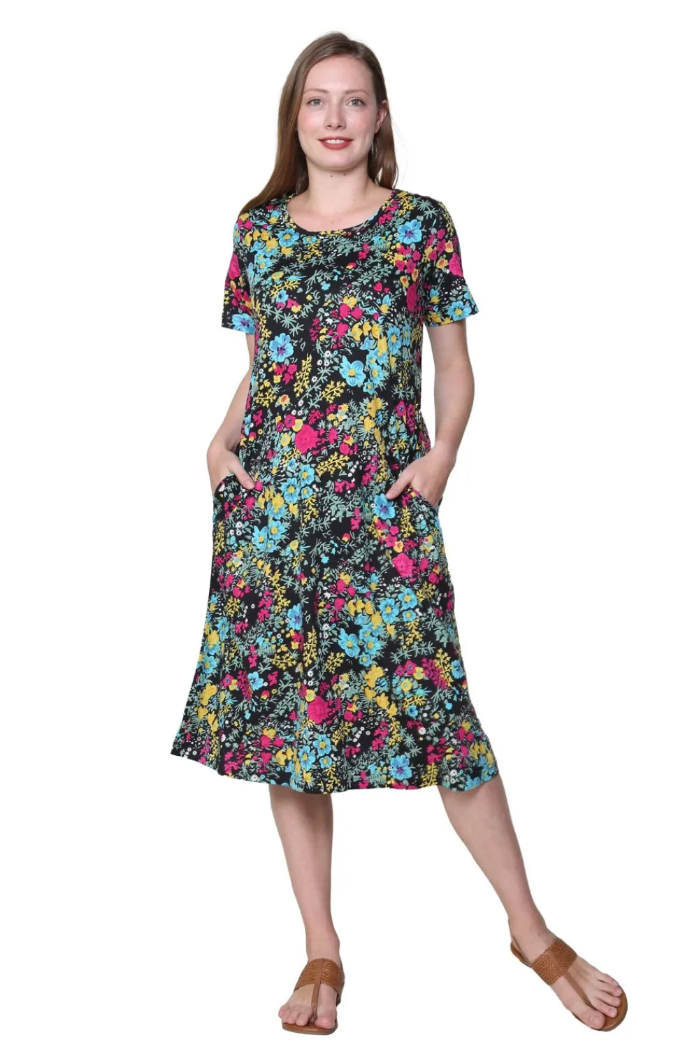 La Cera™ Vestido De Punto Acampanado Con Estampado Floral De La Cera