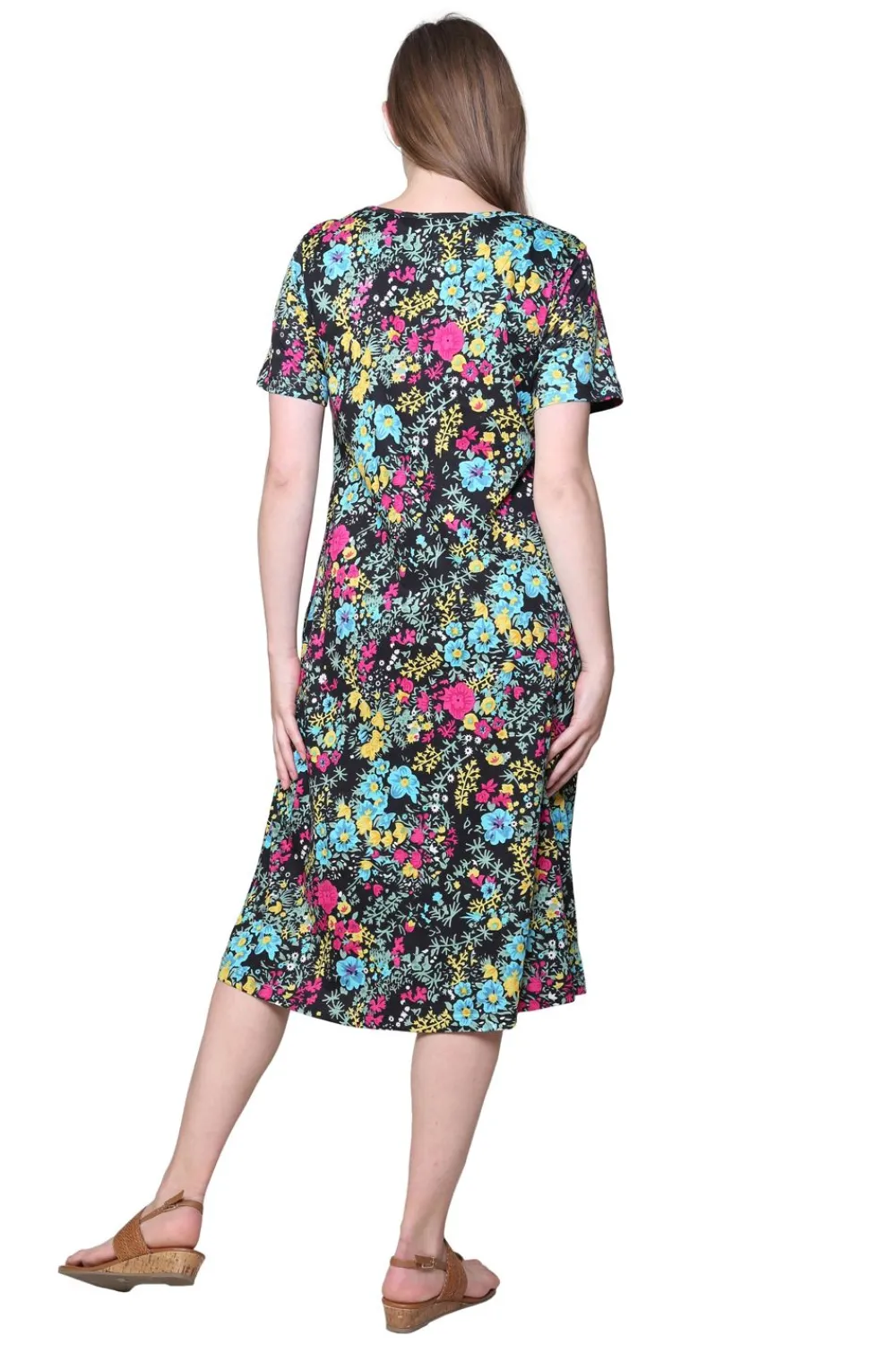 La Cera™ Vestido De Punto Acampanado Con Estampado Floral De La Cera