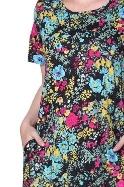 La Cera™ Vestido De Punto Acampanado Con Estampado Floral De La Cera