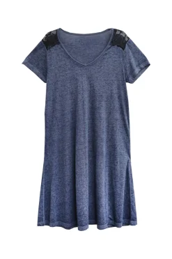 La Cera™ Vestido De Punto Suave Y Flexible De Talla Grande Con Ribete De Encaje