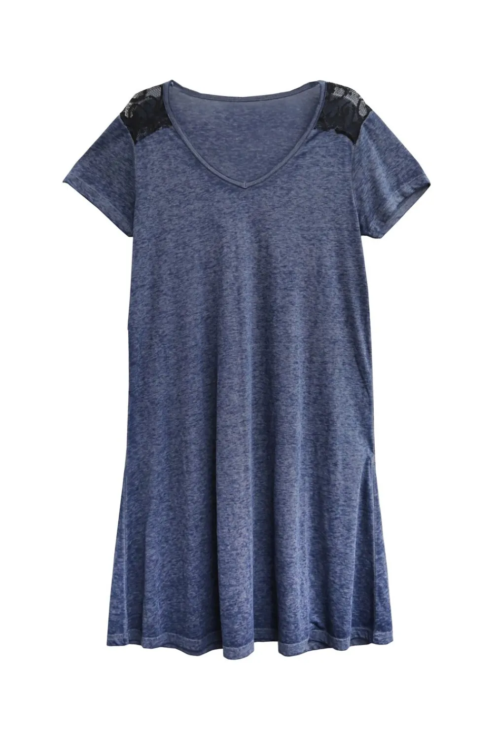 La Cera™ Vestido De Punto Suave Y Flexible De Talla Grande Con Ribete De Encaje