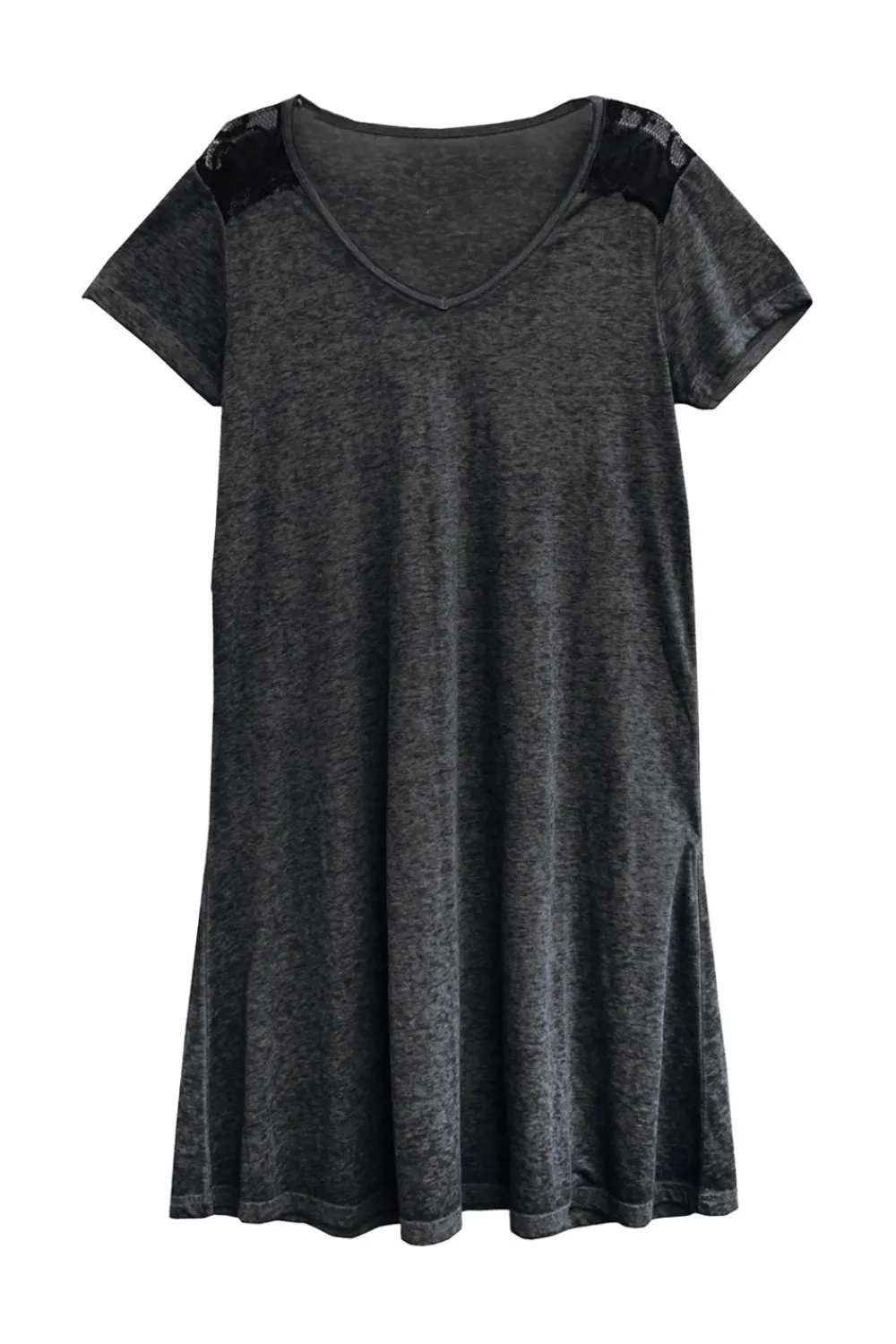 La Cera™ Vestido De Punto Suave Y Flexible De Talla Grande Con Ribete De Encaje