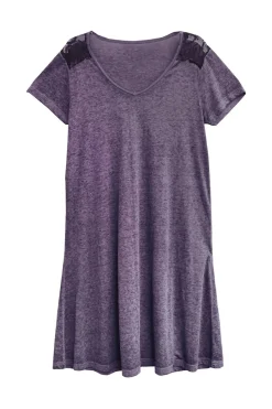 La Cera™ Vestido De Punto Suave Y Flexible De Talla Grande Con Ribete De Encaje