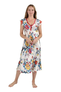 La Cera™ Vestido De Raso Floral Multicolor