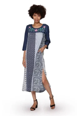 La Cera™ Vestido De Rayon Con Bordado Floral La Cera