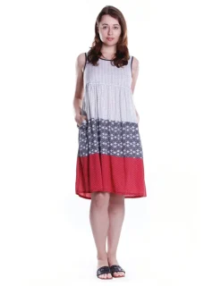 La Cera™ Vestido De Rayon Escalonado Sin Mangas De La Cera