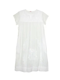 La Cera™ Vestido De Talla Grande Bordado Blanco 100% Algodon