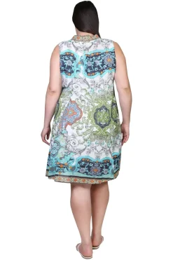 La Cera™ Vestido De Talla Grande Con Estampado De Cachemira Sin Mangas De La Ce