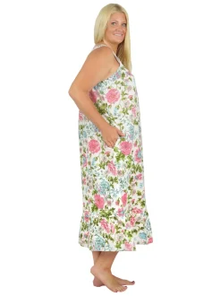 La Cera™ Vestido De Talla Grande Con Estampado De Jardin Ingles, 100 % Algodon,