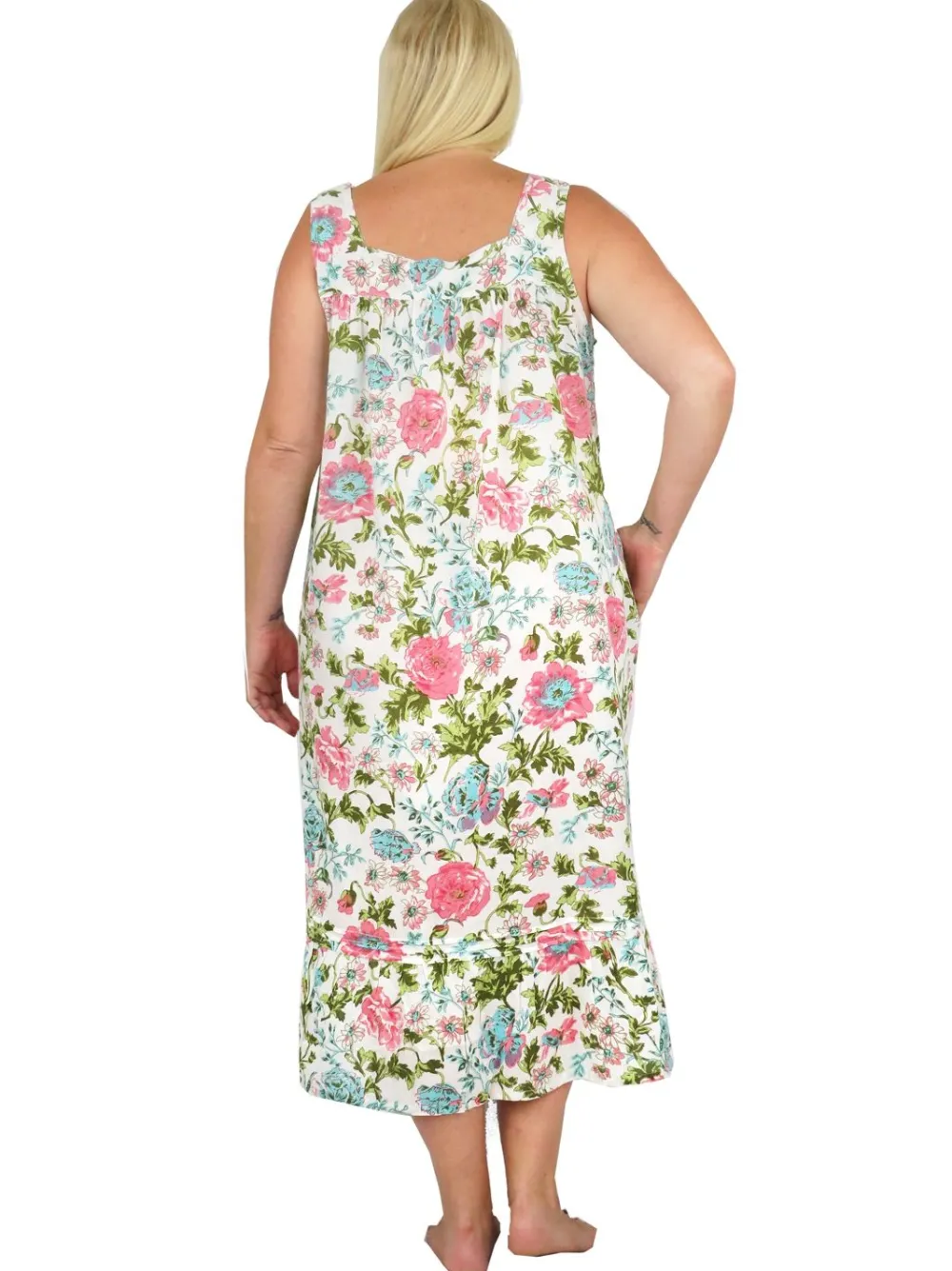 La Cera™ Vestido De Talla Grande Con Estampado De Jardin Ingles, 100 % Algodon,