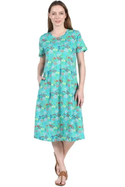 La Cera™ Vestido De Talla Grande De Punto De Jersey De Algodon Con Estampado Ac