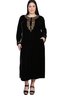 La Cera™ Vestido De Terciopelo La Cera Talla Grande