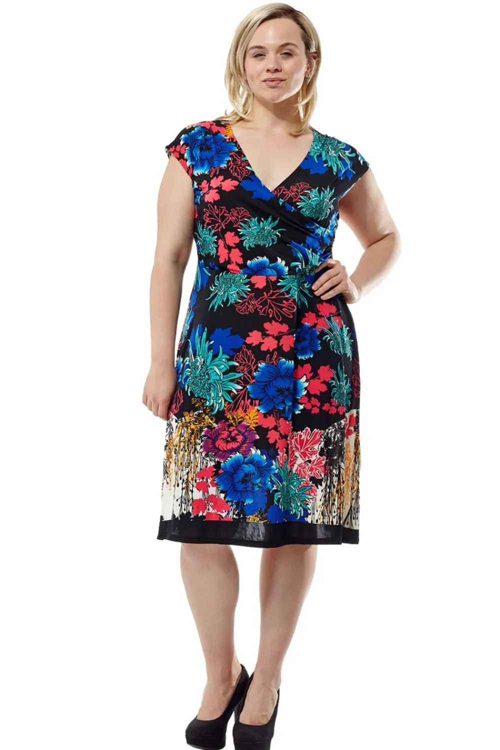 La Cera™ Vestido Delantero Cruzado Con Estampado Ple De Talla Grande La Ce