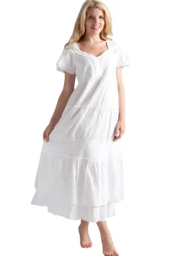 La Cera™ Vestido Escalonado De Manga Corta A Capas Con Bordado De La Cera