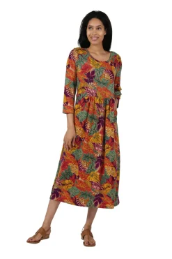 La Cera™ Vestido Estampado De Follaje De Punto La Cera