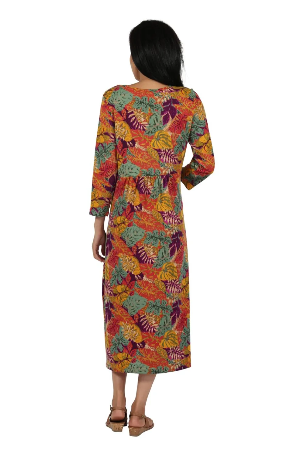La Cera™ Vestido Estampado De Follaje De Punto La Cera