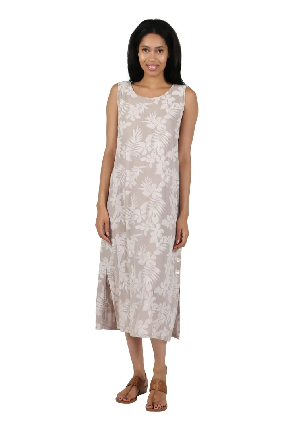 La Cera™ Vestido Evase Con Estampado Floral A Tono, Sin Mangas, De La Cera