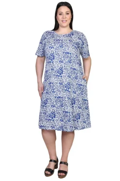 La Cera™ Vestido Evase De Punto De Jersey De Algodon La Cera - Tallas Grandes