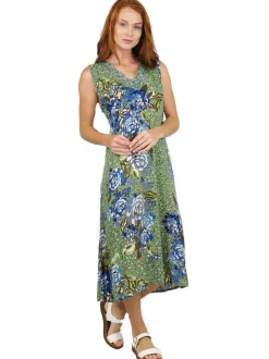 La Cera™ Vestido Floral Artistico Sin Mangas Con Cuello En V La Cera
