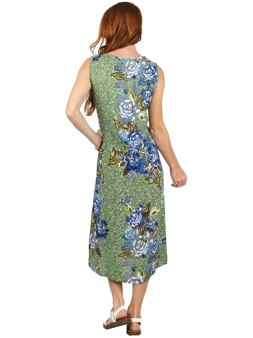 La Cera™ Vestido Floral Artistico Sin Mangas Con Cuello En V La Cera