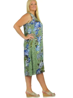 La Cera™ Vestido Floral Artistico Sin Mangas Con Cuello En V La Cera - Talla Gr