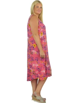 La Cera™ Vestido Floral Vibrante Sin Mangas Con Cuello En V La Cera - Talla Gra