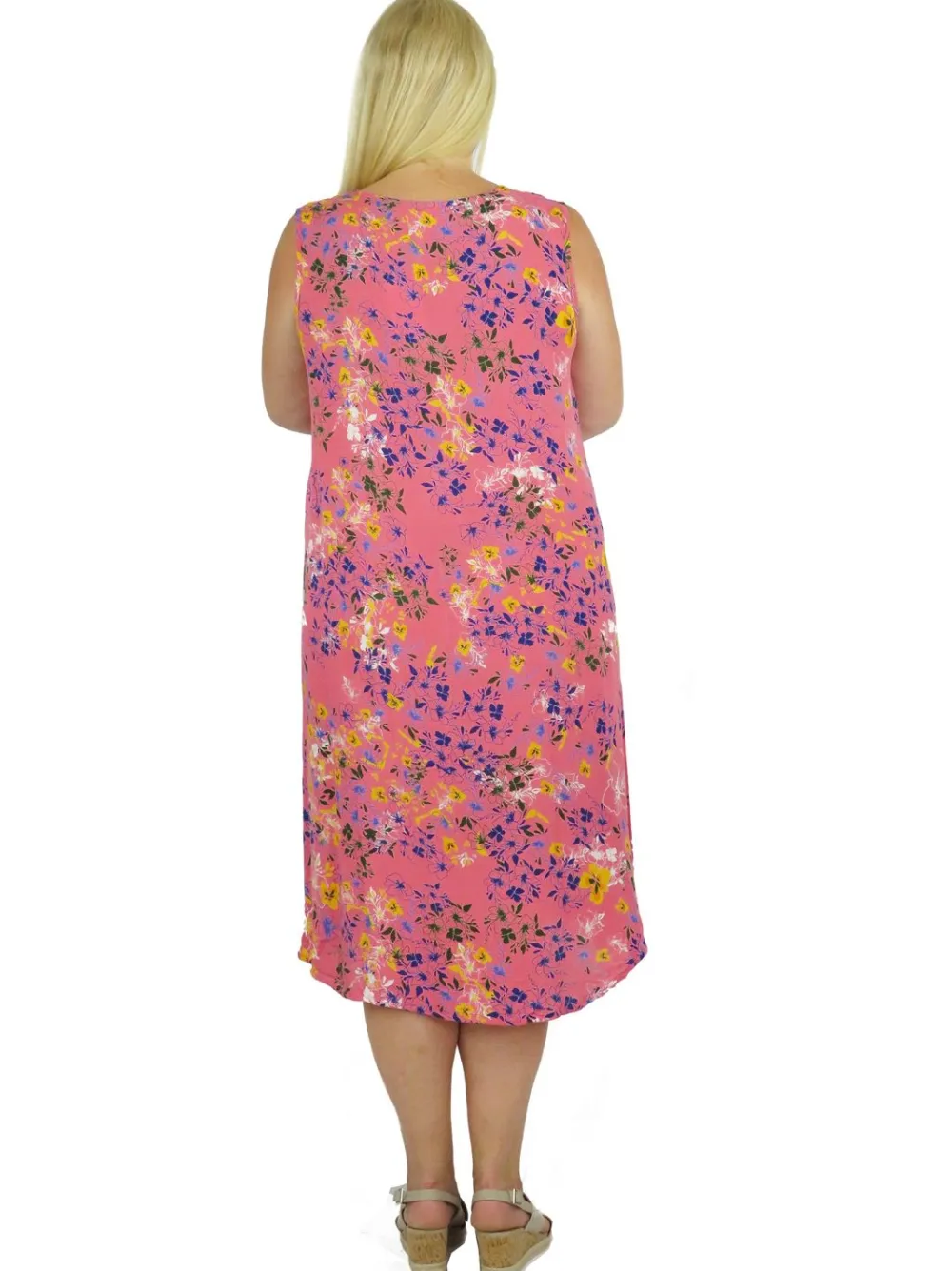 La Cera™ Vestido Floral Vibrante Sin Mangas Con Cuello En V La Cera - Talla Gra