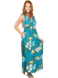 La Cera™ Vestido Largo De Rayon Sin Mangas Con Estampado Floral D