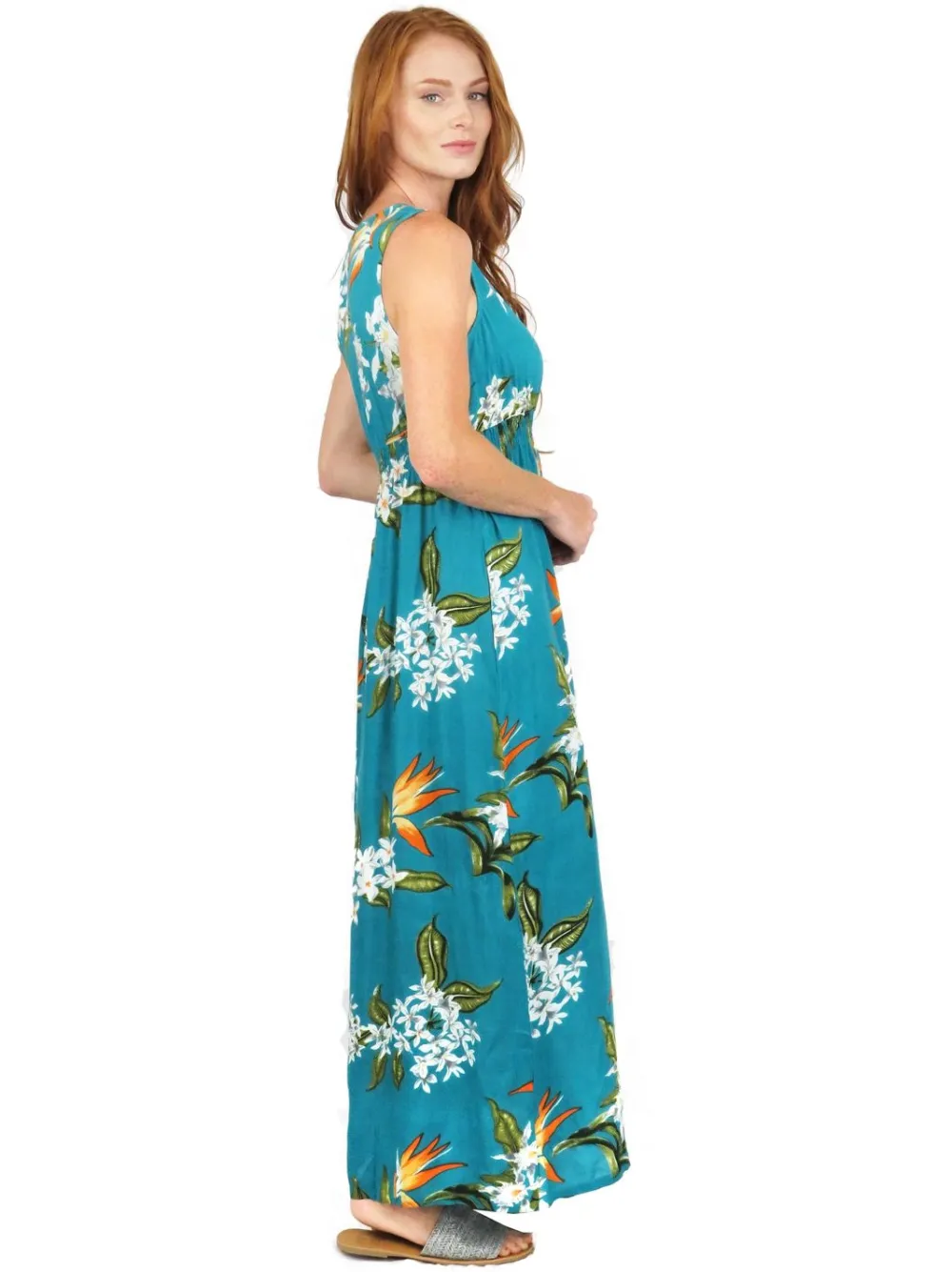 La Cera™ Vestido Largo De Rayon Sin Mangas Con Estampado Floral D