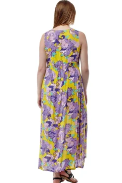 La Cera™ Vestido Largo De Rayon Sin Mangas Con Estampado Floral De La Cera