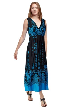 La Cera™ Vestido Largo Estampado Sin Mangas Con Estampado De Paisley En El Bord