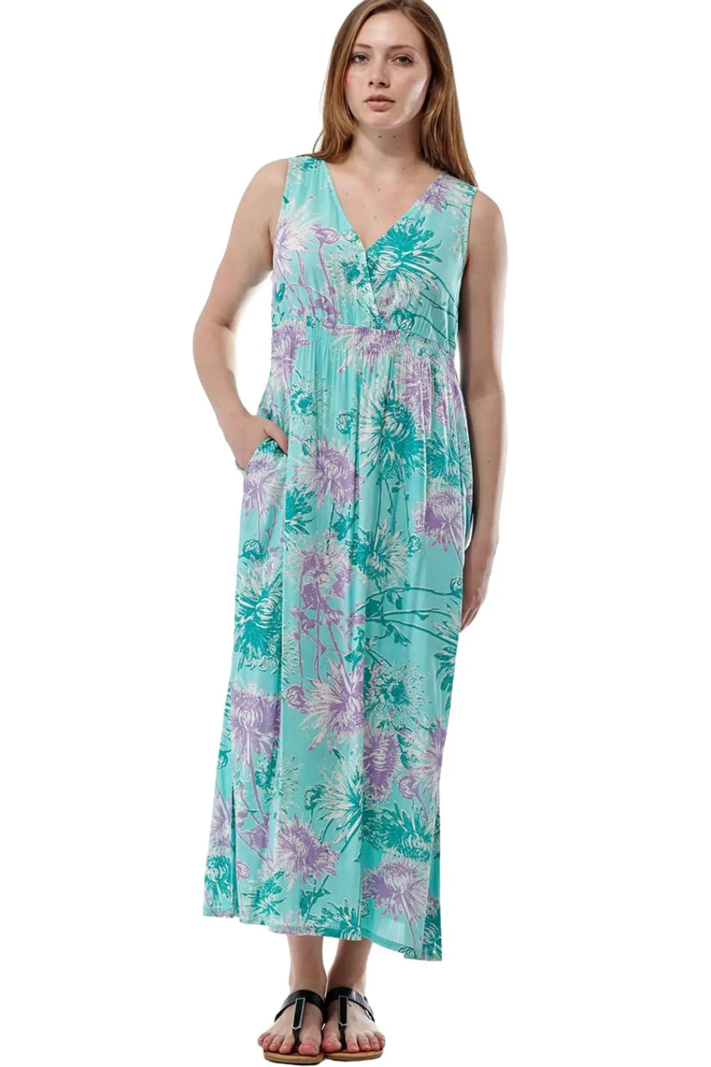 La Cera™ Vestido Largo Sin Mangas Con Cuello En V La Cera