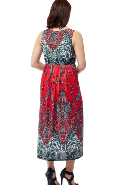 La Cera™ Vestido Largo Sin Mangas Con Estampado De Cachemira De La Cera
