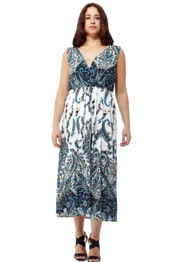 La Cera™ Vestido Largo Sin Mangas Con Estampado De Cachemira De La Cera
