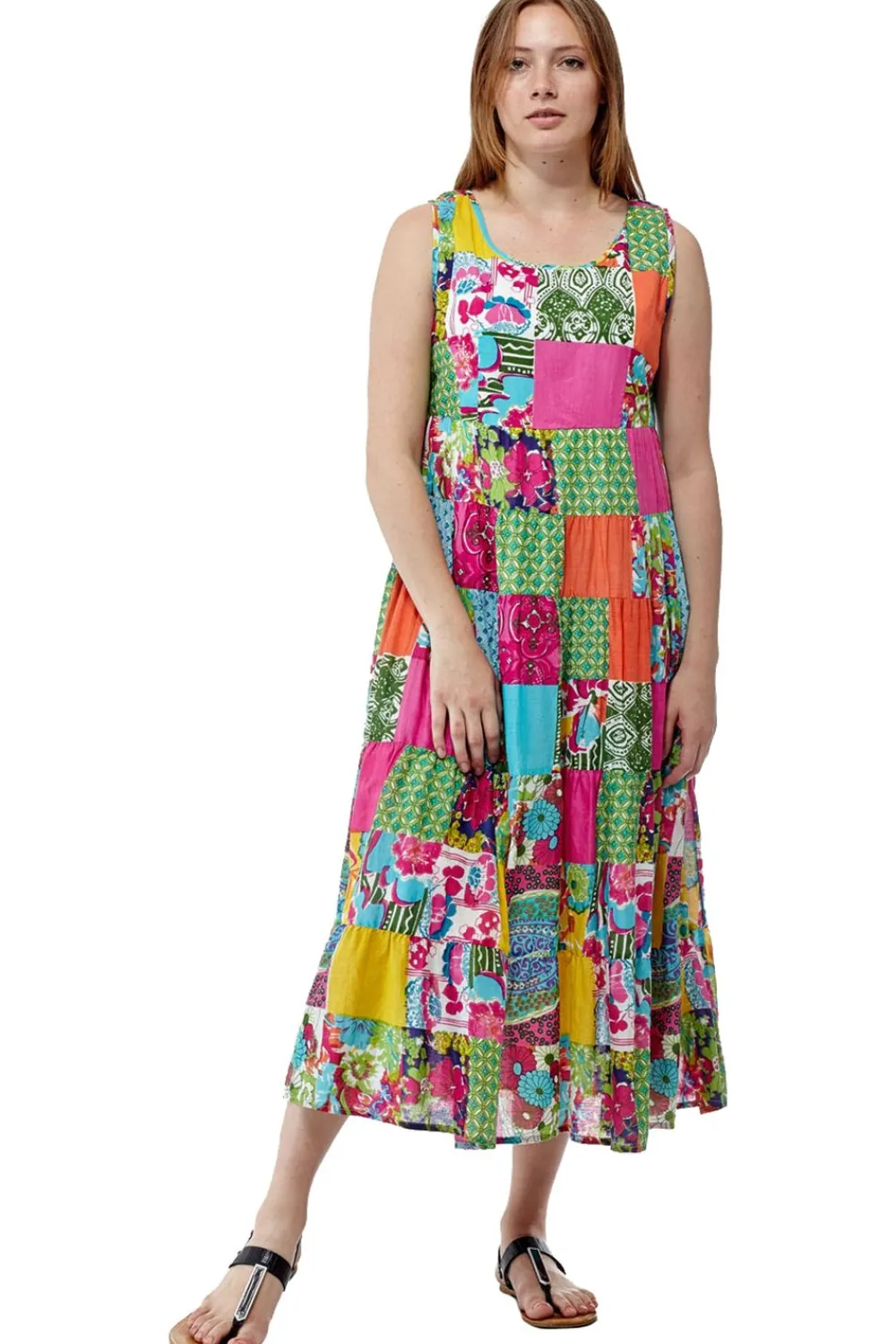 La Cera™ Vestido Patchwork Multicolor La Cera