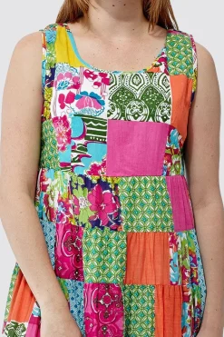 La Cera™ Vestido Patchwork Multicolor La Cera