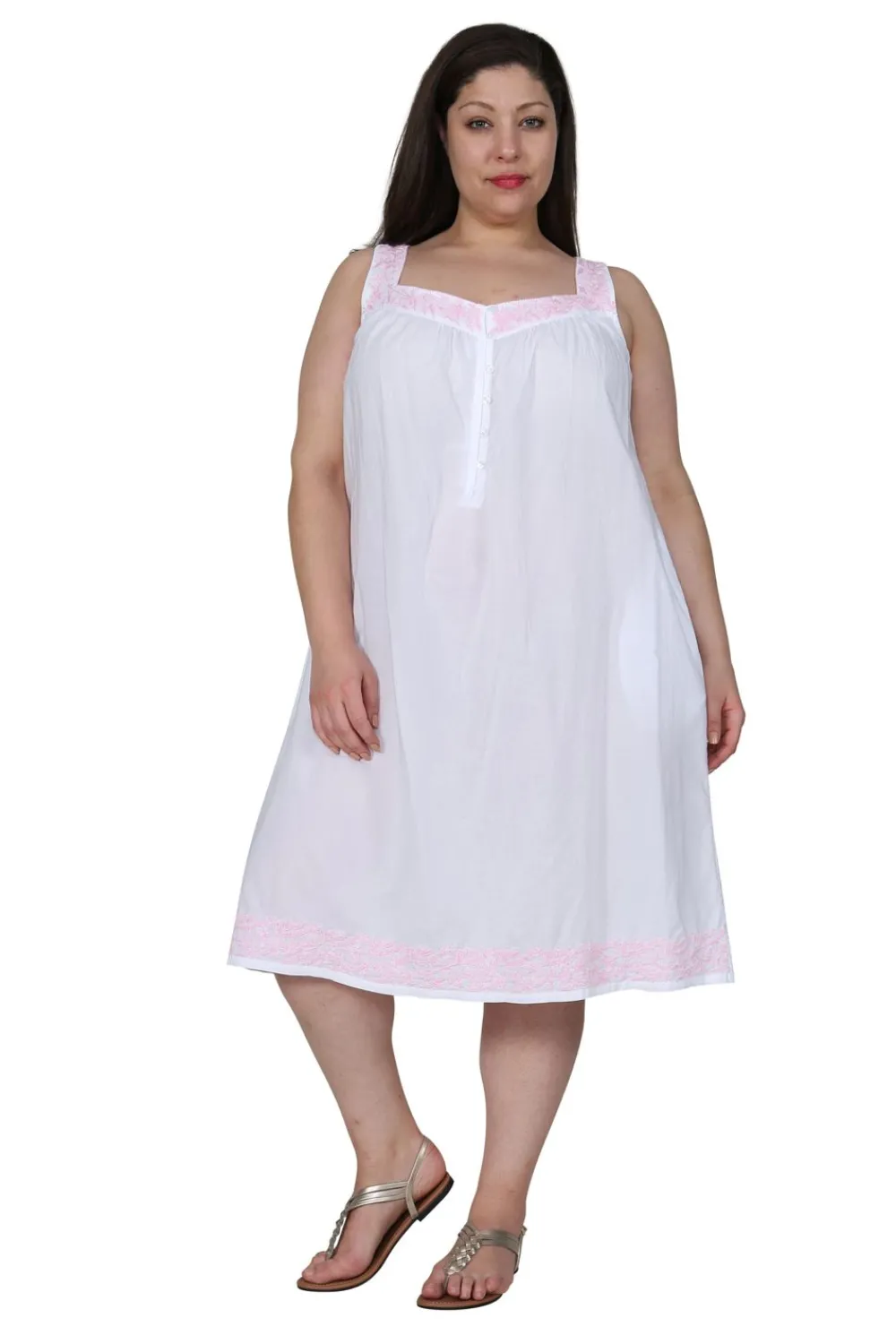 La Cera™ Vestido Sin Mangas Con Bordado En Contraste De Talla Grande De La Cera
