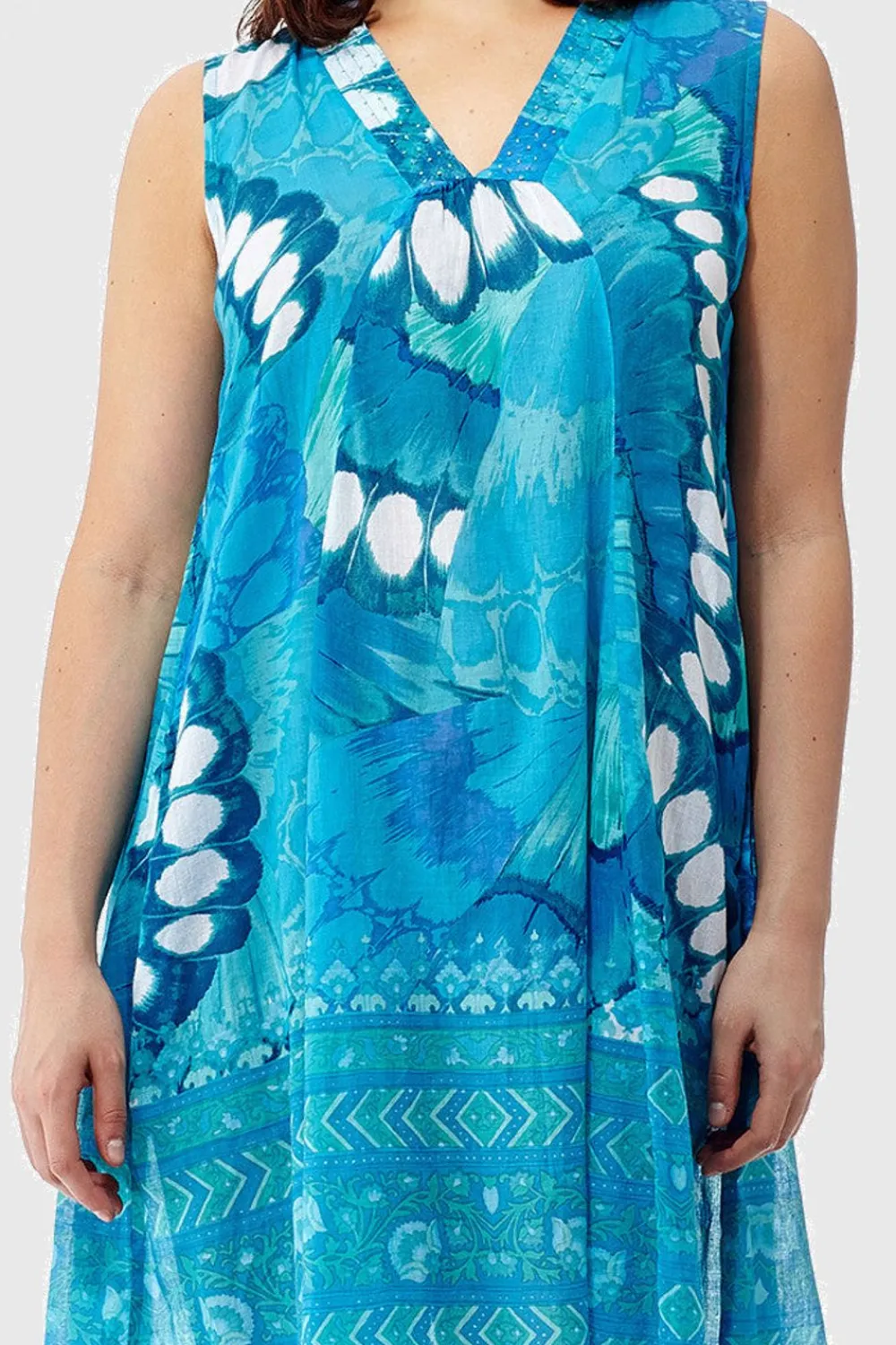 La Cera™ Vestido Sin Mangas Con Estampado De Mariposas La Cera