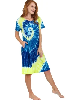 La Cera™ Vestido Tie-Dye De Manga Corta De Punto De Algodon La Cera