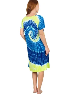 La Cera™ Vestido Tie-Dye De Manga Corta De Punto De Algodon La Cera