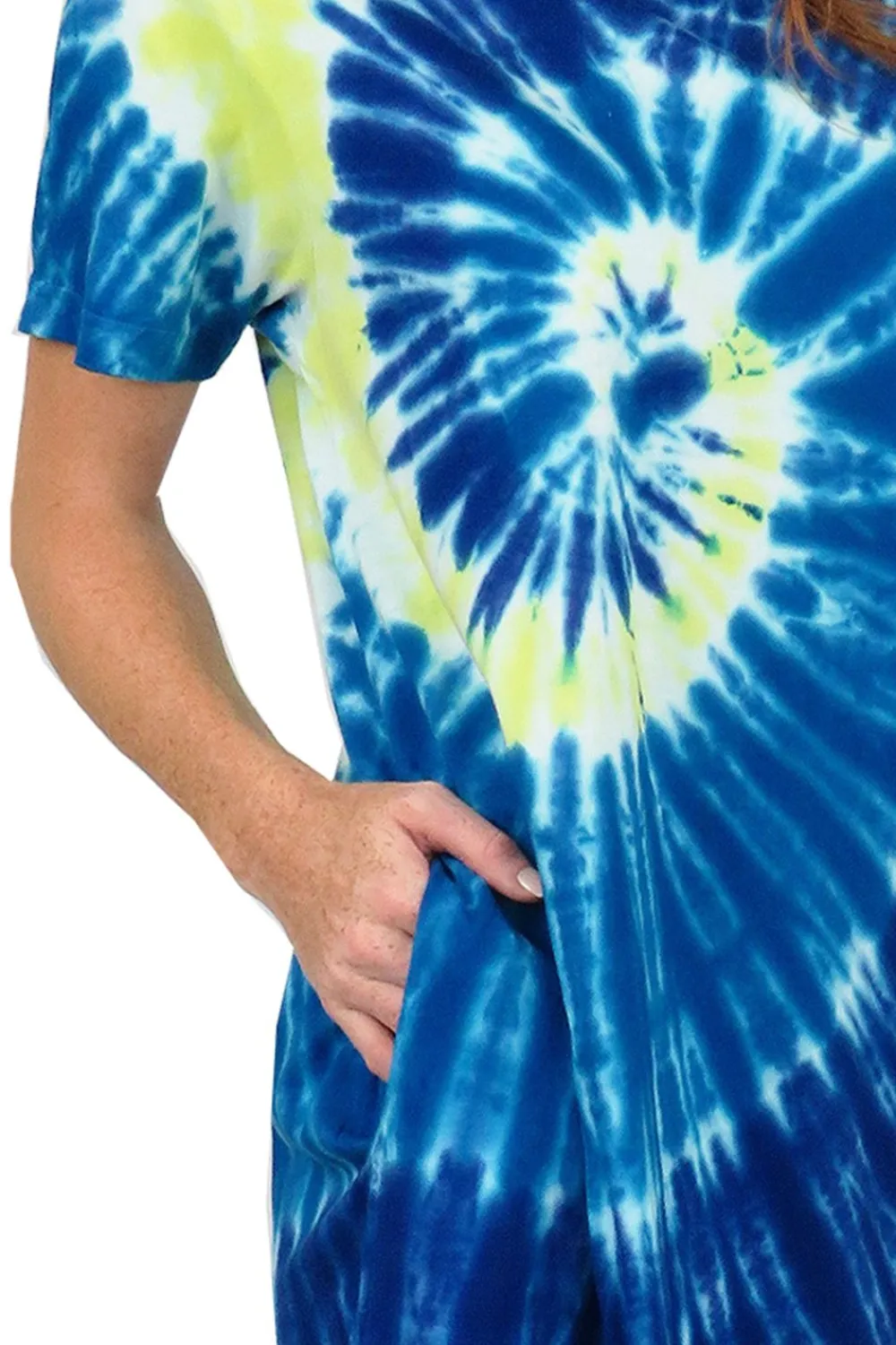 La Cera™ Vestido Tie-Dye De Manga Corta De Punto De Algodon La Cera