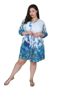 La Cera™ Vestido Tunica Plisado Con Estampado De Tulipanes De Talla Grande