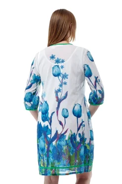La Cera™ Vestido Tunica Plisado Con Estampado De Tulipanes