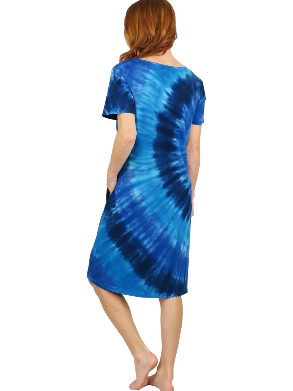La Cera™ Vestido Vaquero Con Efecto Tie-Dye Y Manga Corta De Punto De Algodon L