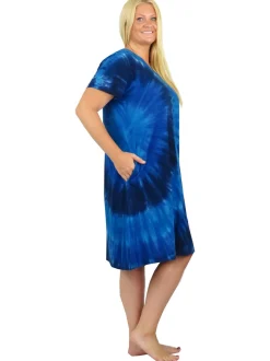 La Cera™ Vestido Vaquero Con Efecto Tie-Dye Y Manga Corta De Punto De Algodon L